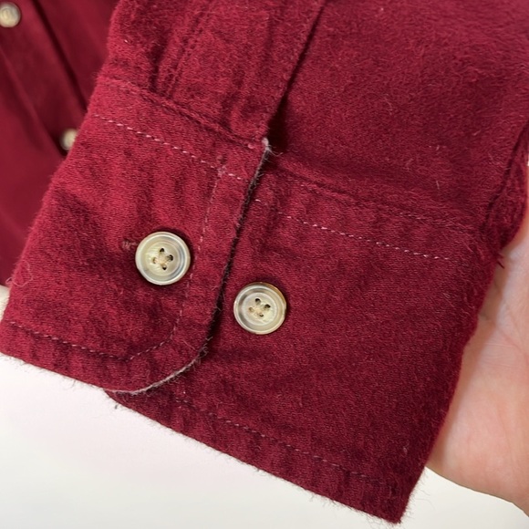 Eddie Bauer Cotton Flannel Men's Shirt Size L Maroon Red Long Sleeve Button Up - Picture 7 of 14